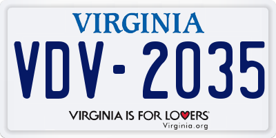 VA license plate VDV2035