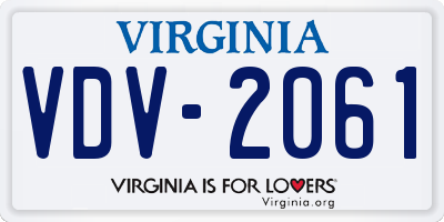 VA license plate VDV2061