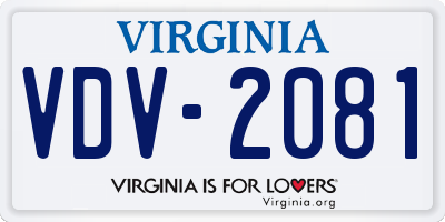 VA license plate VDV2081