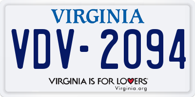 VA license plate VDV2094