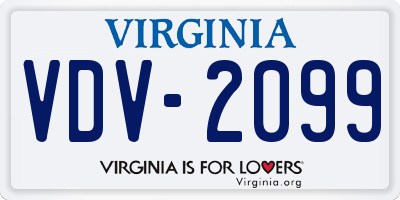 VA license plate VDV2099