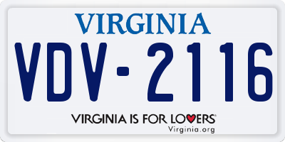 VA license plate VDV2116