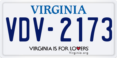 VA license plate VDV2173