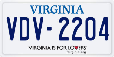 VA license plate VDV2204