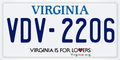 VA license plate VDV2206