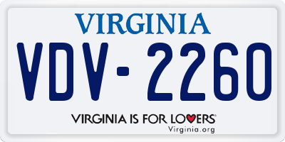 VA license plate VDV2260