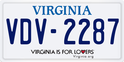VA license plate VDV2287