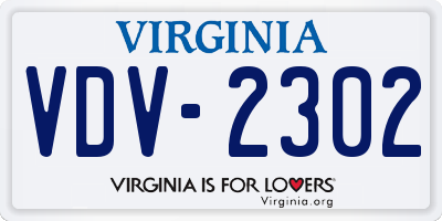 VA license plate VDV2302