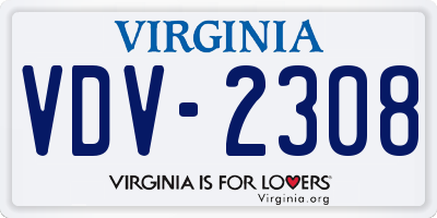 VA license plate VDV2308