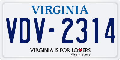 VA license plate VDV2314