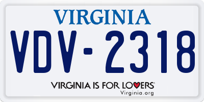 VA license plate VDV2318