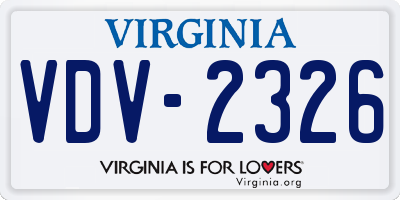 VA license plate VDV2326