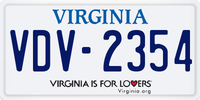 VA license plate VDV2354