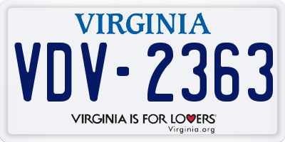 VA license plate VDV2363