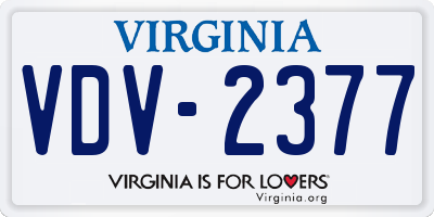 VA license plate VDV2377