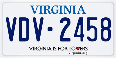 VA license plate VDV2458
