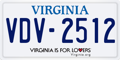 VA license plate VDV2512