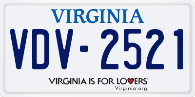 VA license plate VDV2521