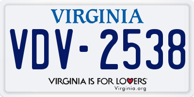 VA license plate VDV2538