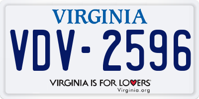 VA license plate VDV2596