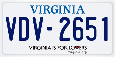VA license plate VDV2651