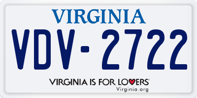 VA license plate VDV2722