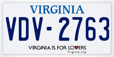 VA license plate VDV2763