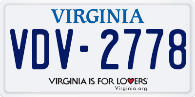 VA license plate VDV2778