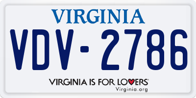 VA license plate VDV2786