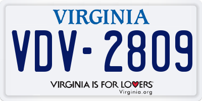 VA license plate VDV2809