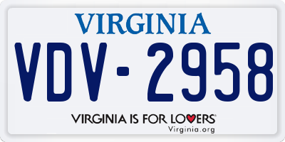 VA license plate VDV2958