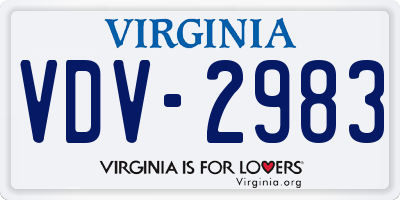 VA license plate VDV2983