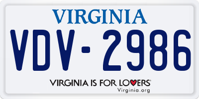 VA license plate VDV2986