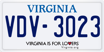 VA license plate VDV3023