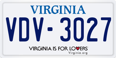 VA license plate VDV3027