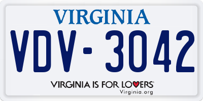 VA license plate VDV3042