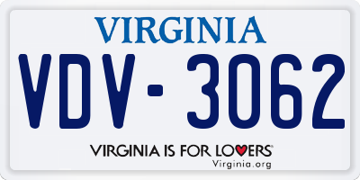 VA license plate VDV3062