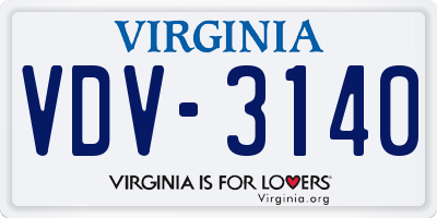 VA license plate VDV3140