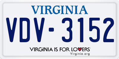 VA license plate VDV3152