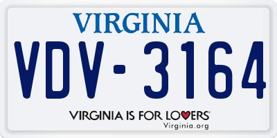 VA license plate VDV3164