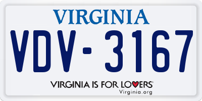 VA license plate VDV3167