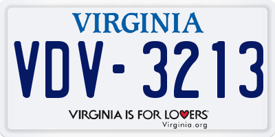 VA license plate VDV3213