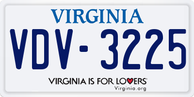 VA license plate VDV3225