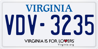 VA license plate VDV3235