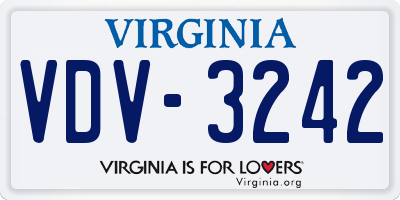 VA license plate VDV3242