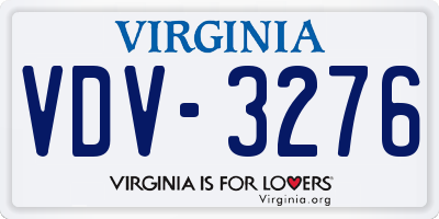 VA license plate VDV3276