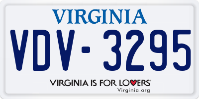 VA license plate VDV3295