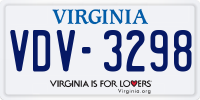 VA license plate VDV3298