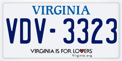 VA license plate VDV3323