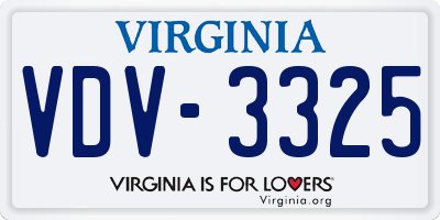 VA license plate VDV3325